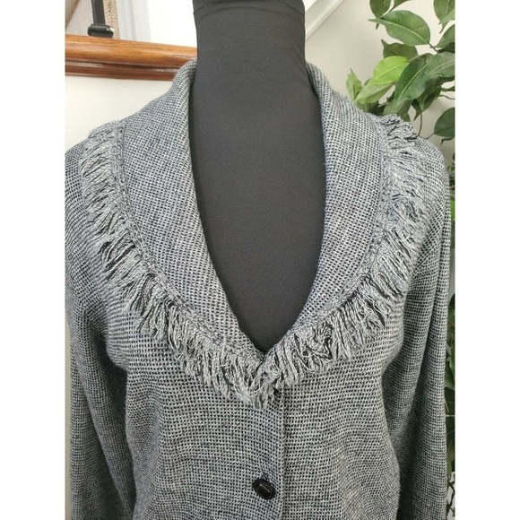 Karen Lessly Women's Gray 100% Acrlic Long Sleeve Collared Casual Jacket - Picture 4 of 10